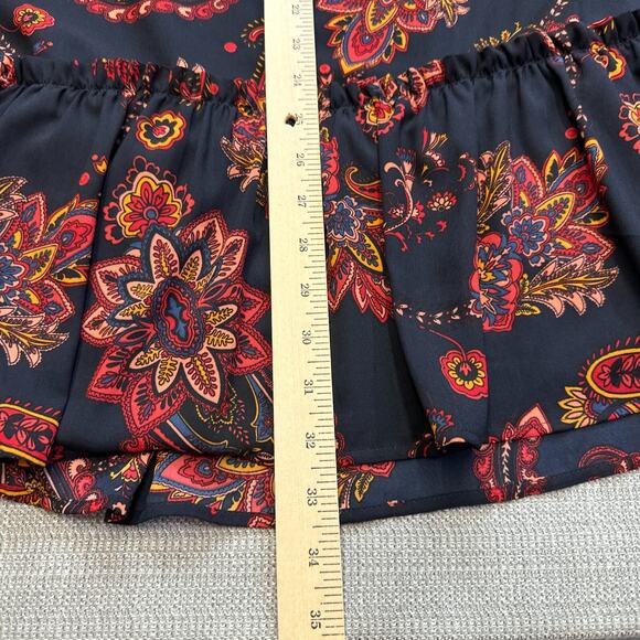 Loft Boho Dress Small Paisley Print Tie Neck Fall Long Sleeve Mini Romantic - Picture 7 of 9